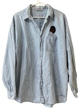 Crystal Springs Men Size XL Long Sleeve Button Down Embroidered Dog Shirt VTG